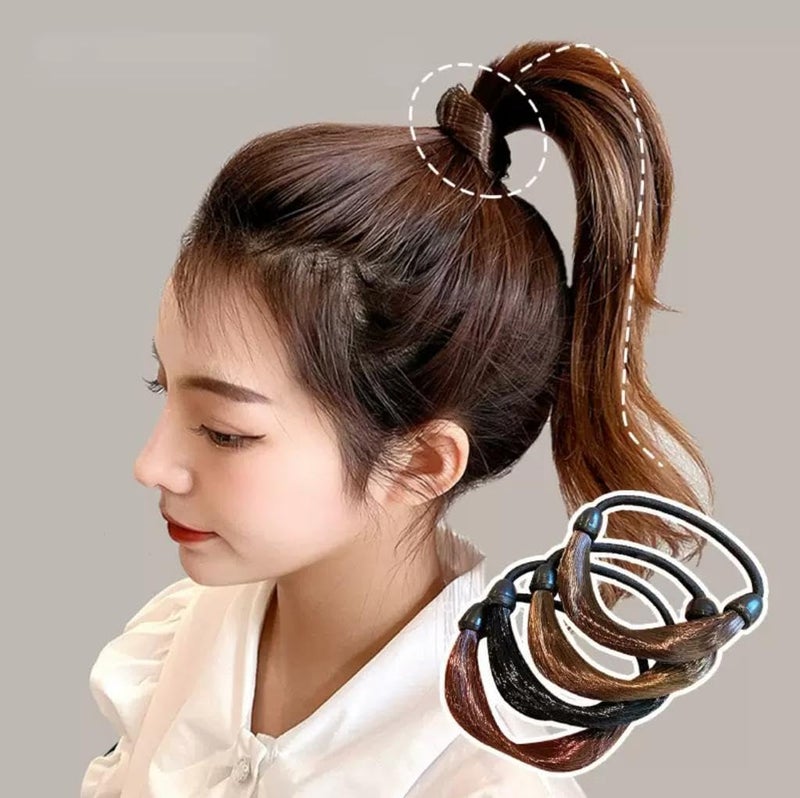 DCELLA Women Girl's Straight Wig Elastic Hair Band Synthetic Hair Braided Headband Classic Chunky Plaited Braids Elastic Stretch Hairpiece Women Girl Beauty (Pack of 3) - Image 2