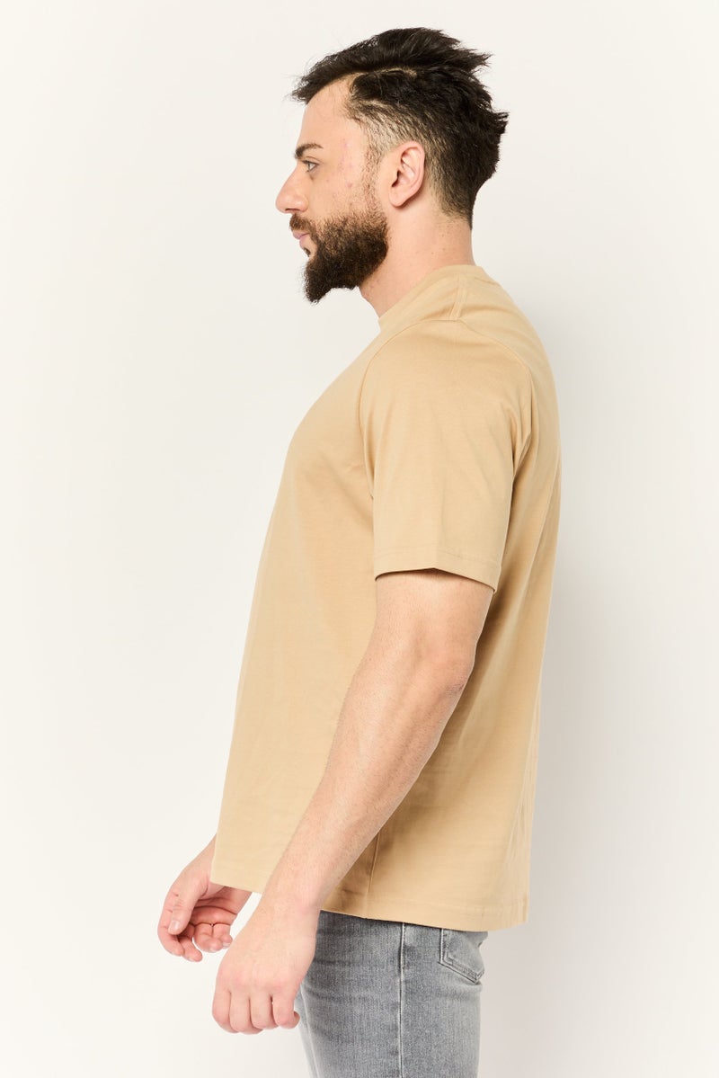 ESPRIT Men Crew Neck Short Sleeve Graphic Print T-Shirt, Tan - Image 2