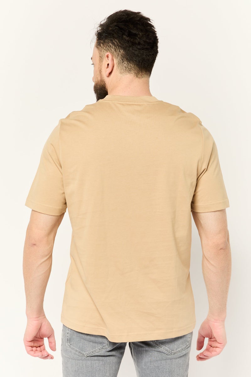 ESPRIT Men Crew Neck Short Sleeve Graphic Print T-Shirt, Tan - Image 4