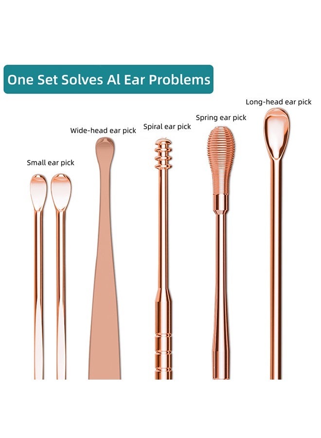 6pcs/Set Ear Cleaner Kit - Stainless Steel Earpick Wax Remover Spoon Spiral Curette Ear Cleaning Tools(Black) - Image 4