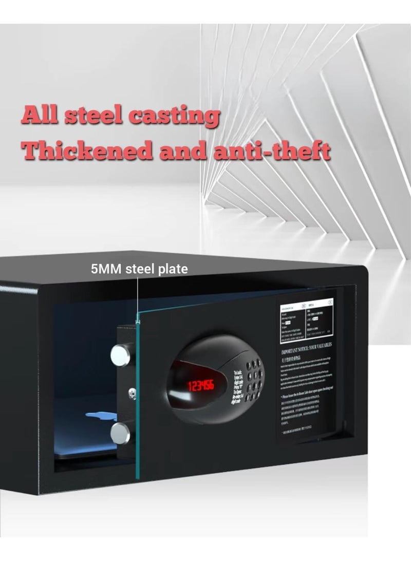 صندوق آمن للفنادق، صندوق قوي كبير من الفولاذ مع قفل رقمي على طراز الفندق ومفتاح للأعمال المكتبية المنزلية، مجوهرات حماية المال المحمول، مستندات A4 - Image 5