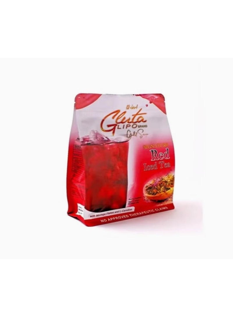 Gluta Lipo Gold Iced Red Tea - Detox & Weight Management with Moringa & Carnitine (10 Bags, 350g)
