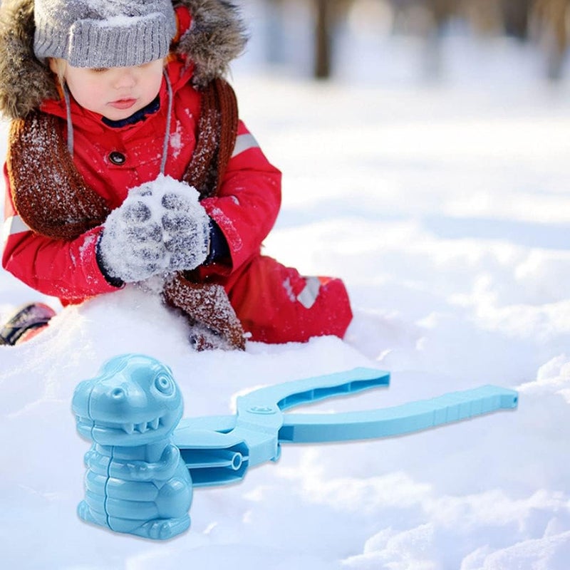 klarako Snowball Maker Toys, Dinosaur Shaped Toys and Sand Mold Fun Winter Outdoor Snow Tools Snowball Clip Snowball Game Toys for Kids Snowball Maker Tools - Blue - Image 5