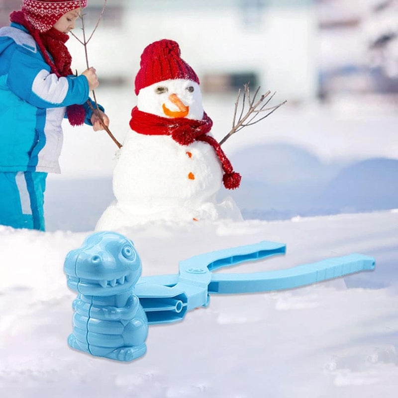 klarako Snowball Maker Toys, Dinosaur Shaped Toys and Sand Mold Fun Winter Outdoor Snow Tools Snowball Clip Snowball Game Toys for Kids Snowball Maker Tools - Blue - Image 2
