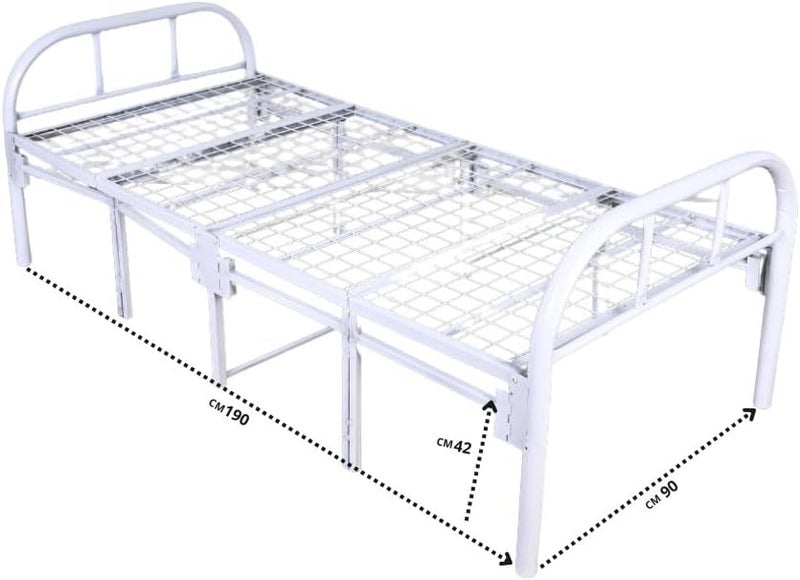 sahaba Folding Bed 190 x 90cm, Portable Foldable Beds Strong Sturdy Frame, Bed Frame for Home and Office (White) - Image 2