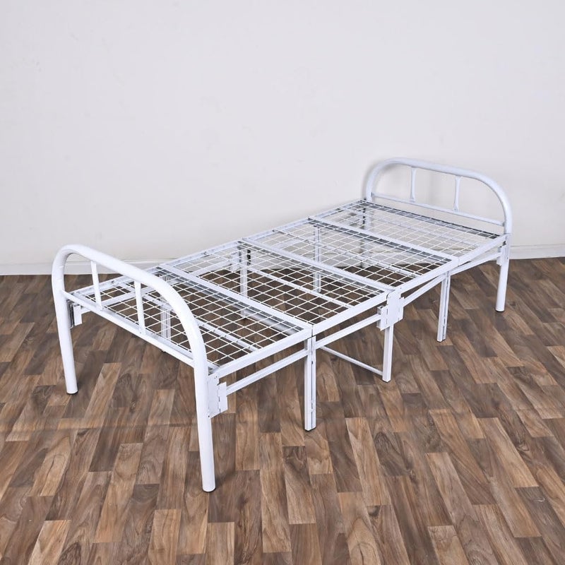 sahaba Folding Bed 190 x 90cm, Portable Foldable Beds Strong Sturdy Frame, Bed Frame for Home and Office (White) - Image 1