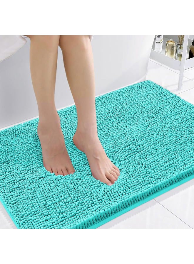 Smiry Luxury Chenille Bathroom Rugs 36x24, Extra Soft and Absorbent Shaggy Bath Mat, Machine Washable, Non-Slip Plush Carpet Runner for Tub, Shower, and Floor, Home Decor Accessories, Turquoise - Image 1