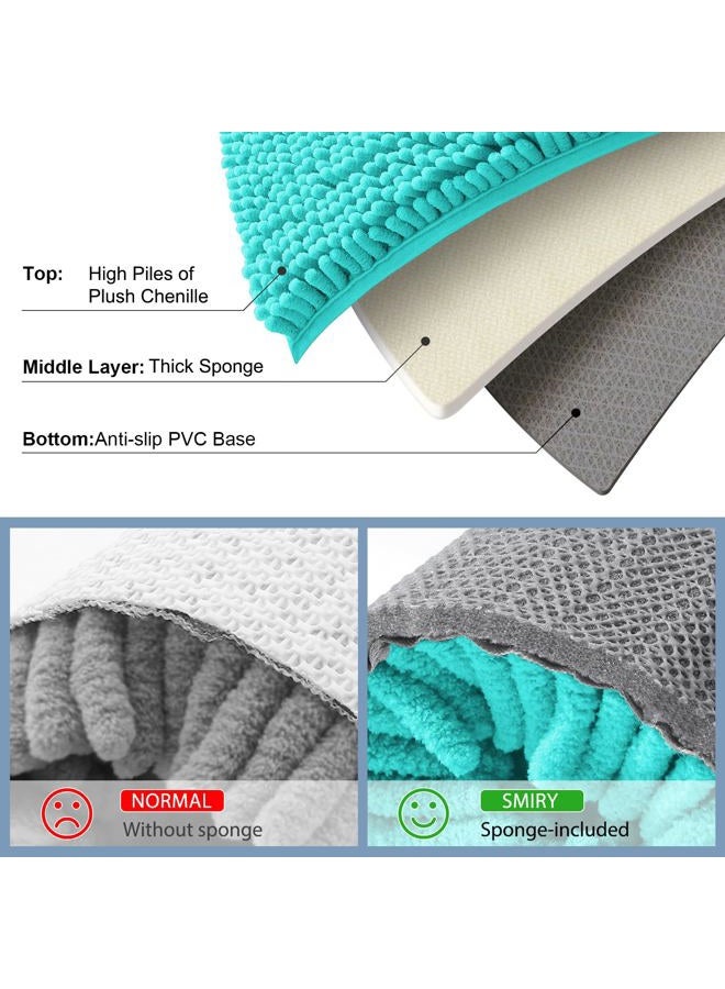 Smiry Luxury Chenille Bathroom Rugs 36x24, Extra Soft and Absorbent Shaggy Bath Mat, Machine Washable, Non-Slip Plush Carpet Runner for Tub, Shower, and Floor, Home Decor Accessories, Turquoise - Image 5