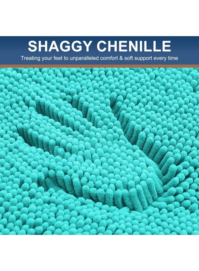 Smiry Luxury Chenille Bathroom Rugs 36x24, Extra Soft and Absorbent Shaggy Bath Mat, Machine Washable, Non-Slip Plush Carpet Runner for Tub, Shower, and Floor, Home Decor Accessories, Turquoise - Image 3