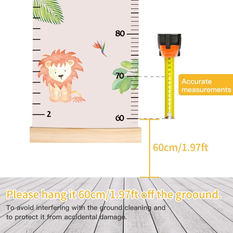 Lvpai Animals Growth Chart for Kids, Baby Height Chart, Canvas Height Measuring Rulers for Boys Girls (Animals 2) - Image 4