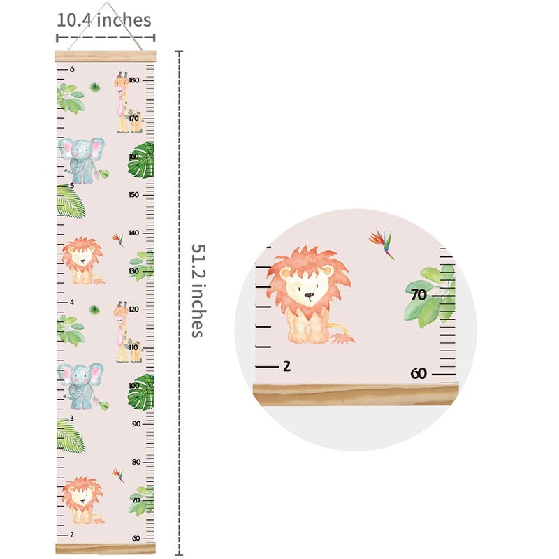 Lvpai Animals Growth Chart for Kids, Baby Height Chart, Canvas Height Measuring Rulers for Boys Girls (Animals 2) - Image 3