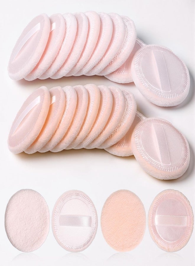 cobee 24 Pcs Round Powder Puffs, Makeup Powder Puff Soft Velour Makeup Pad With Ribbon, Setting Powders Puff Facial Make Up Eyeshadow Concealer Cosmetics Sponge Women(Skin tone and pink) - Image 1