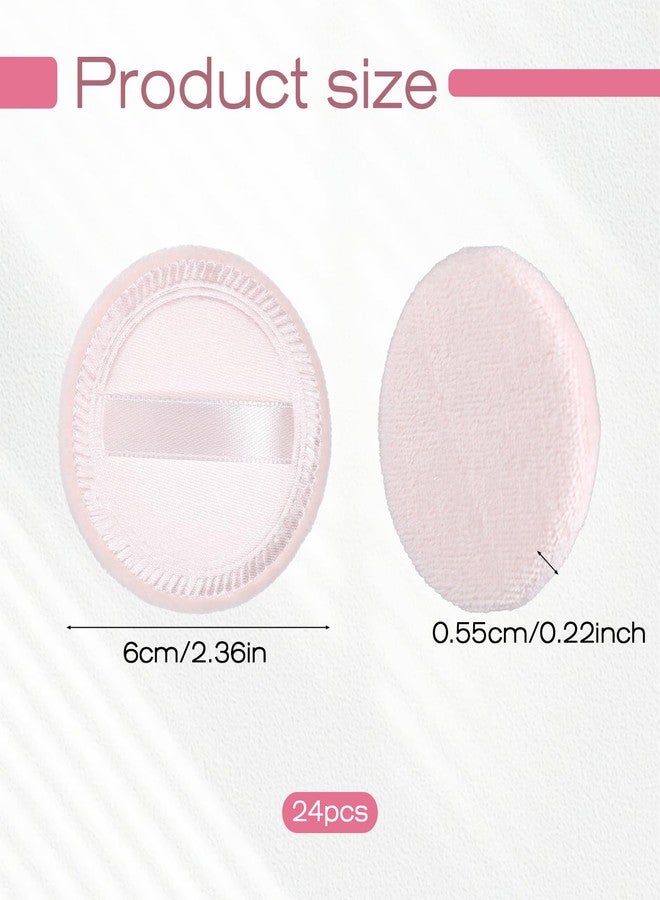 cobee 24 Pcs Round Powder Puffs, Makeup Powder Puff Soft Velour Makeup Pad With Ribbon, Setting Powders Puff Facial Make Up Eyeshadow Concealer Cosmetics Sponge Women(Skin tone and pink) - Image 5