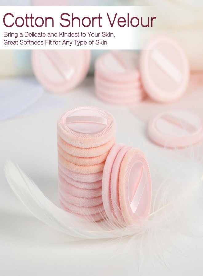 cobee 24 Pcs Round Powder Puffs, Makeup Powder Puff Soft Velour Makeup Pad With Ribbon, Setting Powders Puff Facial Make Up Eyeshadow Concealer Cosmetics Sponge Women(Skin tone and pink) - Image 4