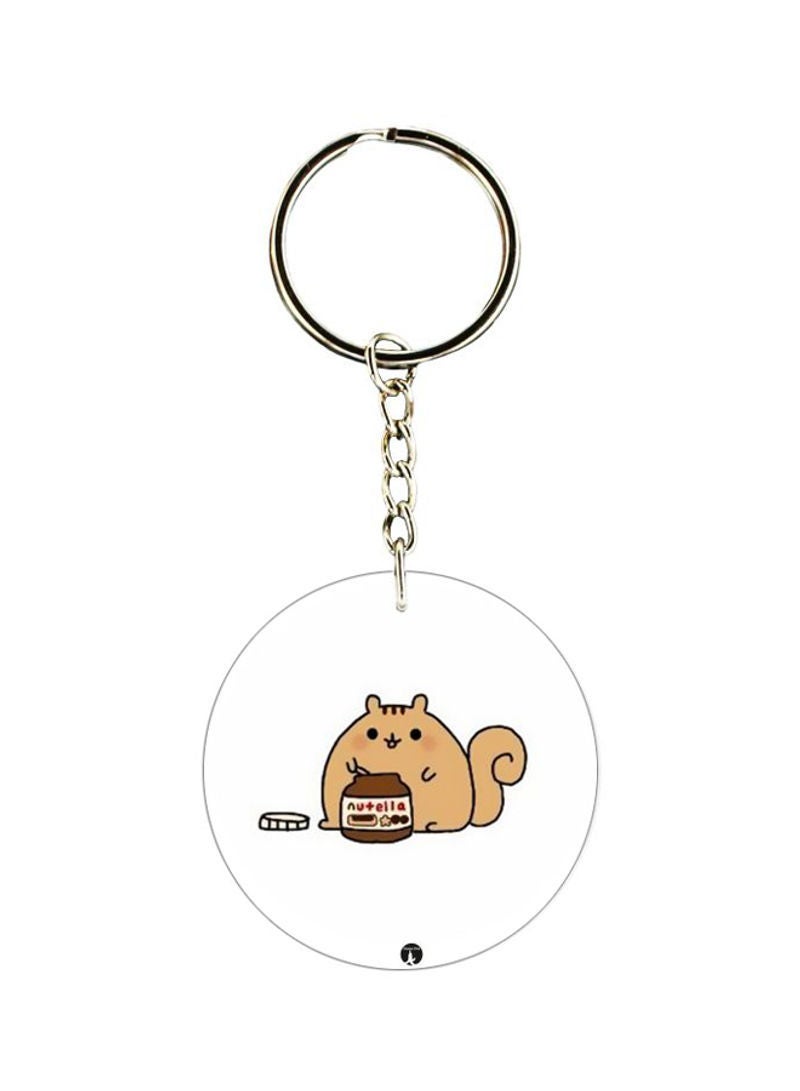 Cat Printed Double Sided Keychain