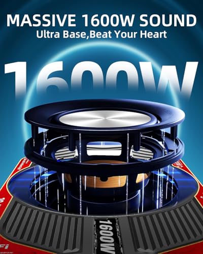 TZGBASS 1600W Slim Underseat Car Subwoofer and Amp Package, Powered Subwoofer with Built-in Class D Amplifier, Blue Ambient Light Switch, Deep Subsonic Bass, Under Seat Subwoofer for Car, Truck & SUV - Image 2