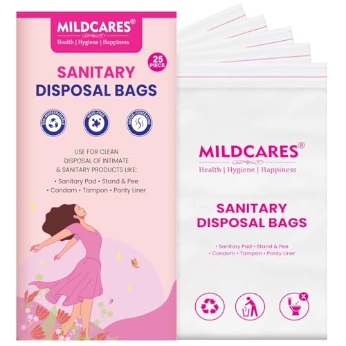MildCares Sanitary Disposable Bags (Pack of 25) | Leakproof Disposalable Bag For Sanitary Pads, Condoms, Diaper, Panty Liner & Tampoons | Bags For Discrete Disposal Of intimate Products For Women - Image 1