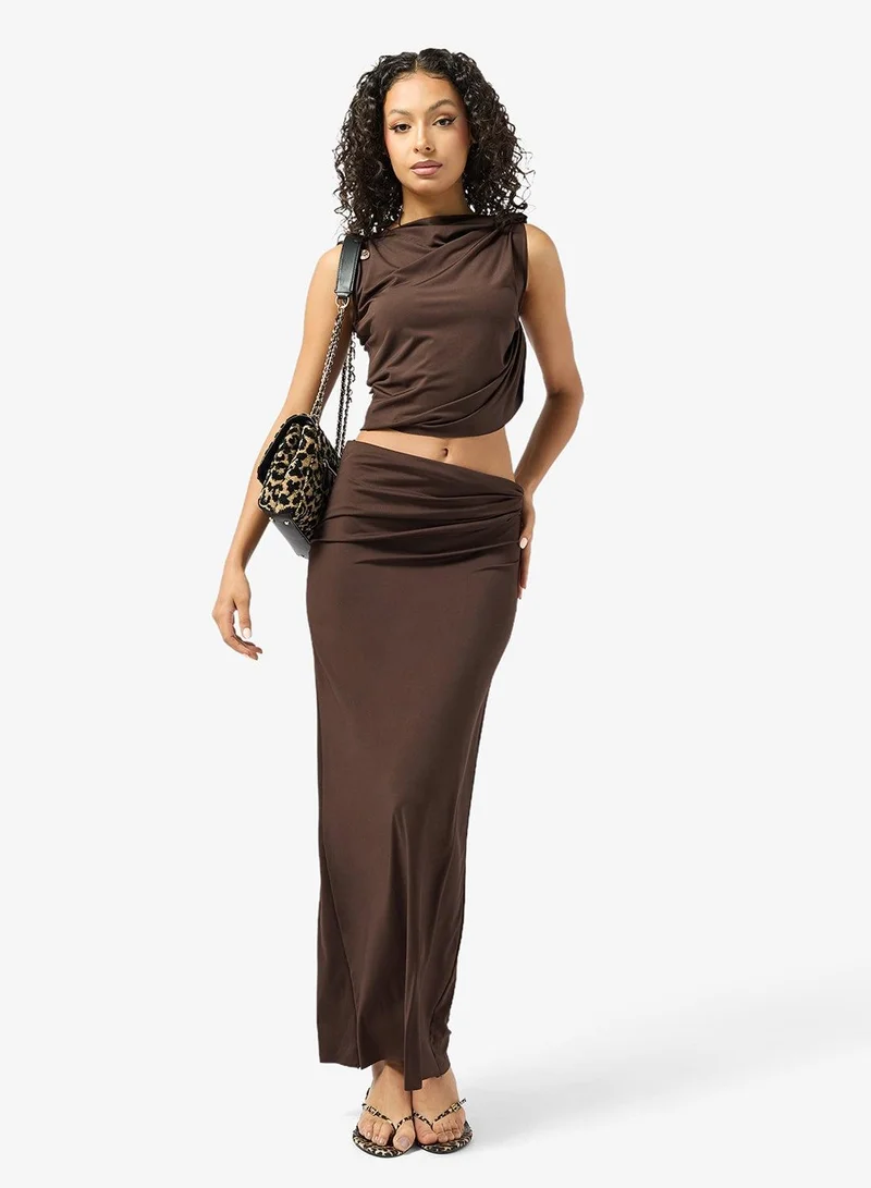 Ginger Draped Fitted Top & Skirt Coord Set