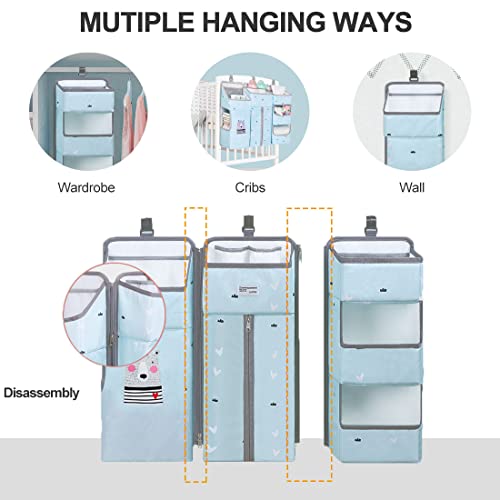 TOCKONIMN Hanging Diaper Caddy Organizer for Baby Crib - 3-in-1 Diaper Stacker for Changing Table Nursery Organization Storage Holder for Baby Essentials Attachment Portable Combining Clothing - Image 2