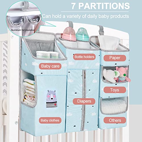 TOCKONIMN Hanging Diaper Caddy Organizer for Baby Crib - 3-in-1 Diaper Stacker for Changing Table Nursery Organization Storage Holder for Baby Essentials Attachment Portable Combining Clothing - Image 4