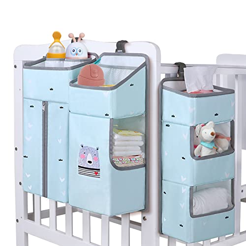 TOCKONIMN Hanging Diaper Caddy Organizer for Baby Crib - 3-in-1 Diaper Stacker for Changing Table Nursery Organization Storage Holder for Baby Essentials Attachment Portable Combining Clothing - Image 1