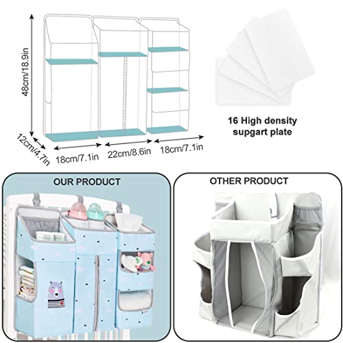 TOCKONIMN Hanging Diaper Caddy Organizer for Baby Crib - 3-in-1 Diaper Stacker for Changing Table Nursery Organization Storage Holder for Baby Essentials Attachment Portable Combining Clothing - Image 3