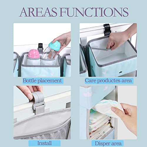 TOCKONIMN Hanging Diaper Caddy Organizer for Baby Crib - 3-in-1 Diaper Stacker for Changing Table Nursery Organization Storage Holder for Baby Essentials Attachment Portable Combining Clothing - Image 5