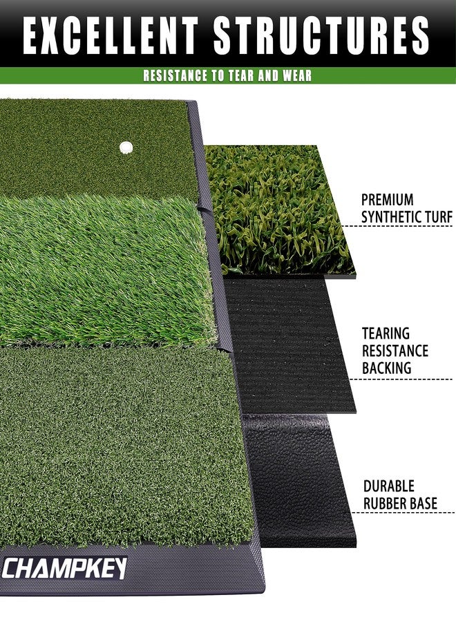 CHAMPKEY Professional Tri-Turf Golf Hitting Mat | Heavy Duty Rubber Backing Practice Mat Ideal for Indoor and Outdoor Training - Image 2