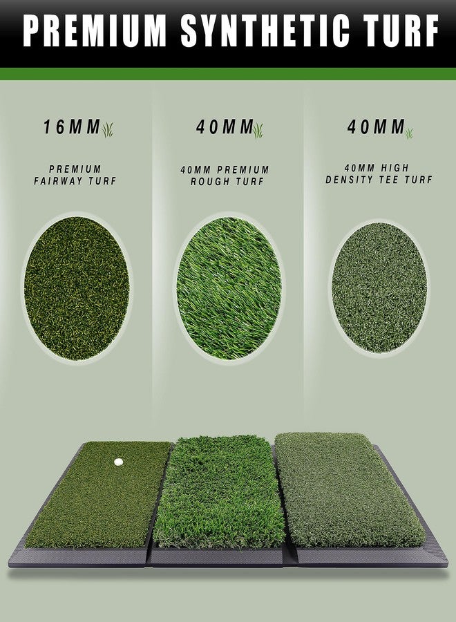 CHAMPKEY Professional Tri-Turf Golf Hitting Mat | Heavy Duty Rubber Backing Practice Mat Ideal for Indoor and Outdoor Training - Image 4