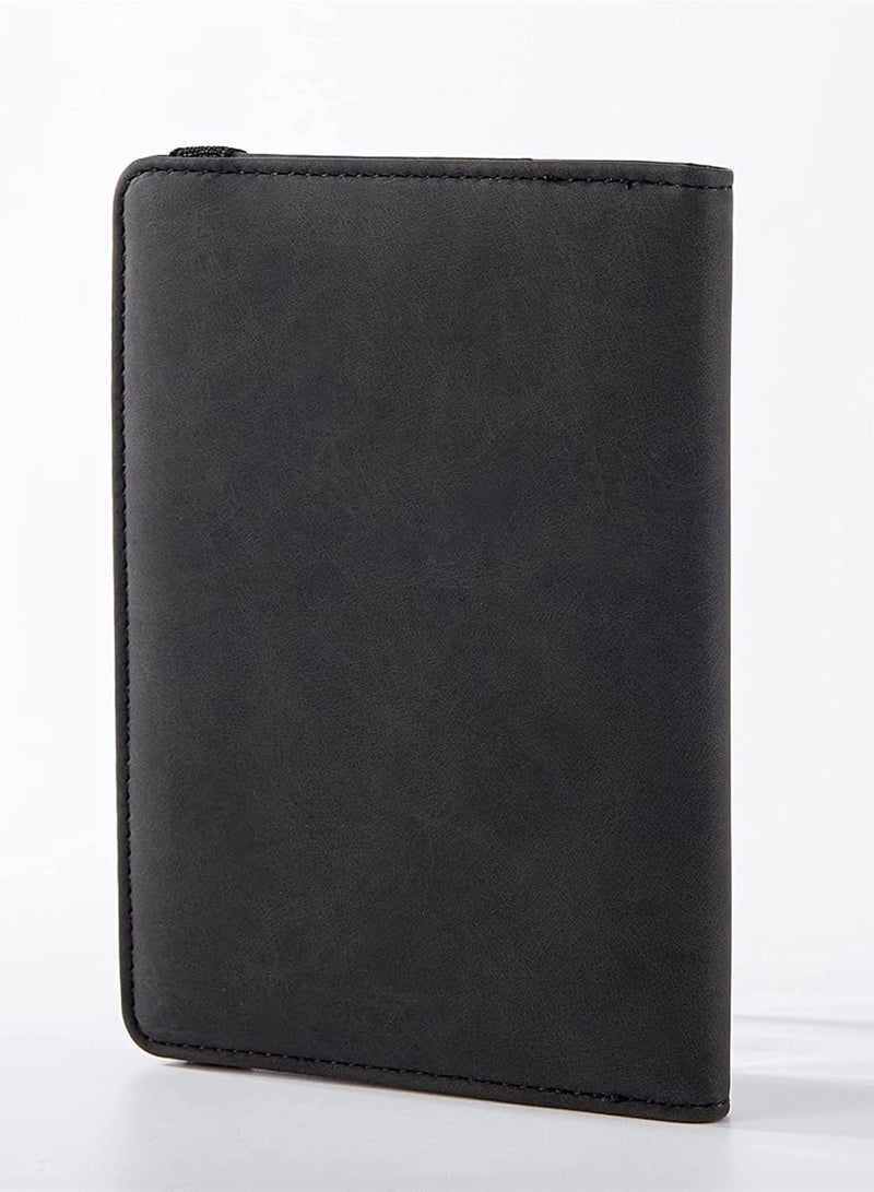 VKL Passport Travel Holder Cover Case with Elastic Strap, PU Leather RFID Blocking Document Organizer Protector,for Credit & ID Cards, Boarding Passes (Black) - Image 2
