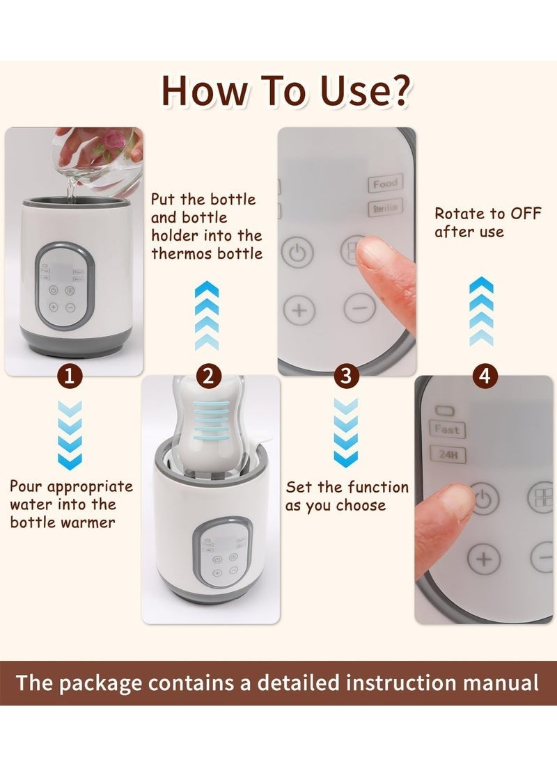 Lemon 8 In 1 Baby Bottle Warmer, Fast and Versatile Bottle Sterilizer and Food Warmer With Smart Temperature Control and Timer, Suitable For Breast Milk or Formula Milk, With Defrost, Keep Warm, Warm Baby Food Jar Functions - Image 5