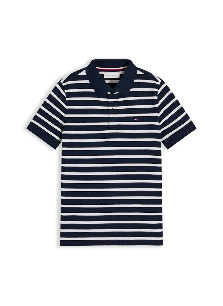 Tommy Hilfiger Navy Stripe Essential Regular Fit Flag Embroidery Polo Shirt for Men | Best Price UAE