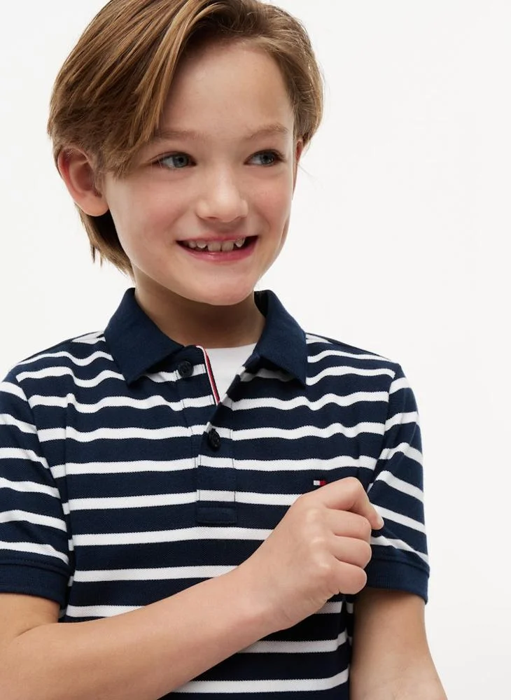 Tommy Hilfiger Navy Stripe Essential Regular Fit Flag Embroidery Polo Shirt for Men | Best Price UAE