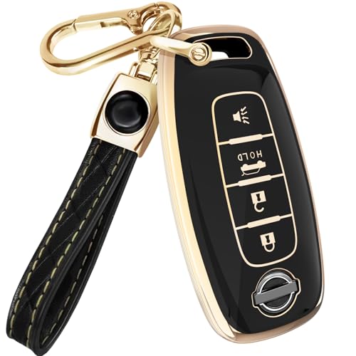 Lucrum Compatible with Nissan Key Fob Cover Leather Keychain - Image 1