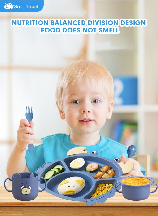 Soft Touch 6 Pcs Toddler Silicone Tableware Set Baby Dinner Plate Children Feeding Dish Set  - Image 5