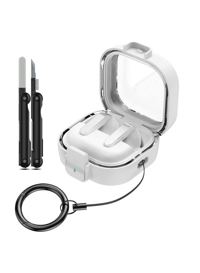 SANMUDII Samsung Galaxy Buds 4/Buds 4 Pro Earbud Case — Made of ABS, offers comprehensive protection, scratch-resistant and durable, shock- and drop-resistant, includes a lanyard and cleaning kit (Translucent White) - Image 1