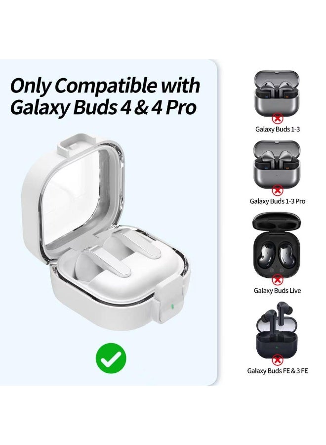 SANMUDII Samsung Galaxy Buds 4/Buds 4 Pro Earbud Case — Made of ABS, offers comprehensive protection, scratch-resistant and durable, shock- and drop-resistant, includes a lanyard and cleaning kit (Translucent White) - Image 3