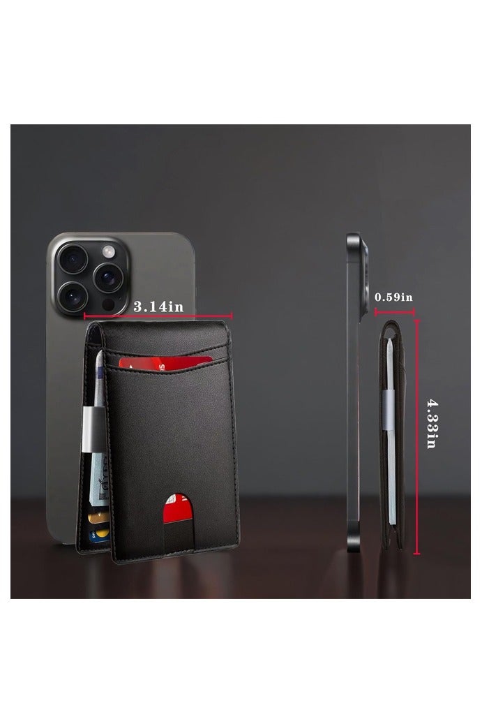 Slim Wallets for Men, Leather Money Clip Mens Wallet, RFID Blocking Front Pocket Bifold Wallet - Image 2