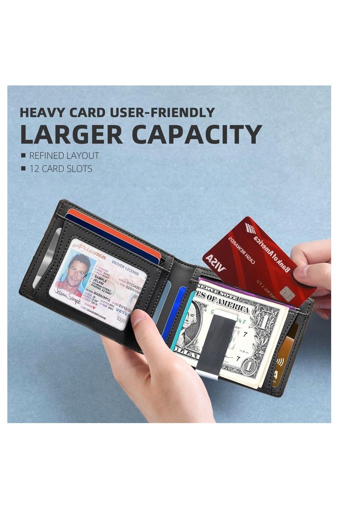 Slim Wallets for Men, Leather Money Clip Mens Wallet, RFID Blocking Front Pocket Bifold Wallet - Image 3