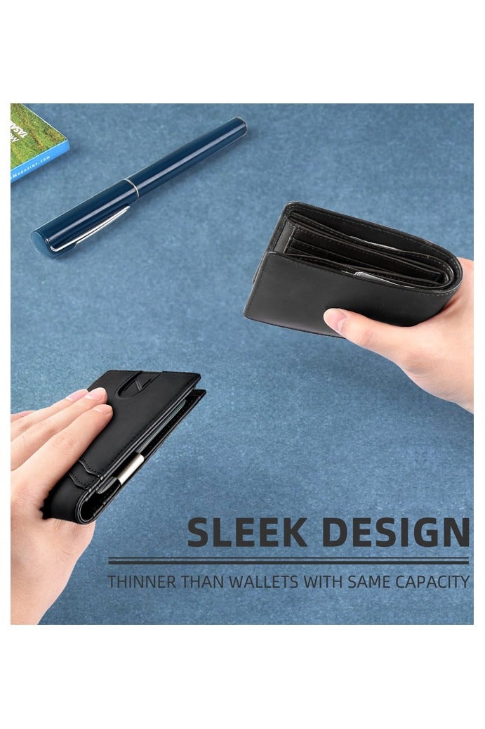 Slim Wallets for Men, Leather Money Clip Mens Wallet, RFID Blocking Front Pocket Bifold Wallet - Image 4