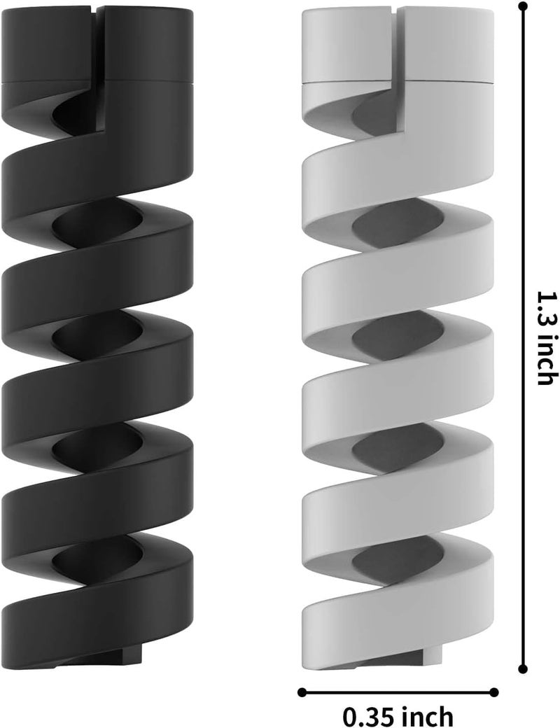 CERLINK (35 قطعة - أسود/رمادي) واقي كابل الشاحن الحلزوني لحماية كابل البيانات وحفظ كابل الشحن وغطاء كابل الحماية وسماعات الأذن وماك بوك ولابتوب وهاتف محمول - Image 2