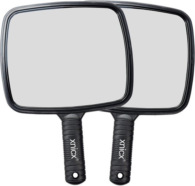 2 PCS HAND MIRROR PROFESSIONAL HAND HELD MIRROR BARBERS SHAVING SALON MIRRORS HAIRDRESSERS COMPACT MIRROR TOOL WITH HANDLE FOR TRAVEL FESTIVAL ESSENTIALS BLACK