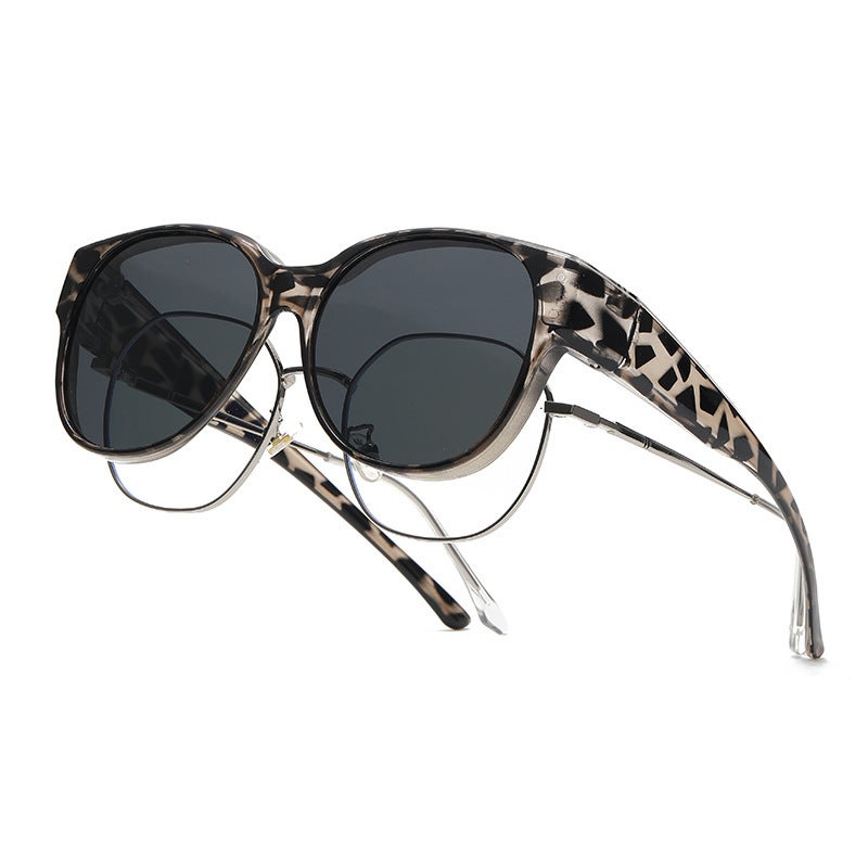 Generic New set of glasses womens summer anti-ultraviolet sunglasses mens high-end sense large-frame myopia sunglasses fashion glasses wholesale Gray tortoise shell gray flakes