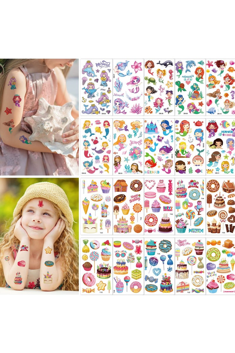 قوس قزح أورينبو 50 ورقة وشم مؤقت للأطفال، 538 قطعة وشم مزيف، حيوانات، حشرات، وحيد القرن، جنيات، حوريات البحر، مجموعة وشم لطيفة، وشم مقاوم للماء لحفلات أعياد الميلاد، لوازم هدايا، حقيبة هدايا - Image 4