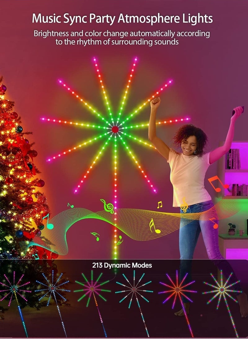 ELTRAZONE Smart Firework Led Lights USB Powered Room Decor, Color Changing Fireworks Led Lights for Bedroom with Launch Burst Effect, RGB Led Strip Lights with Remote App Control for - Image 1