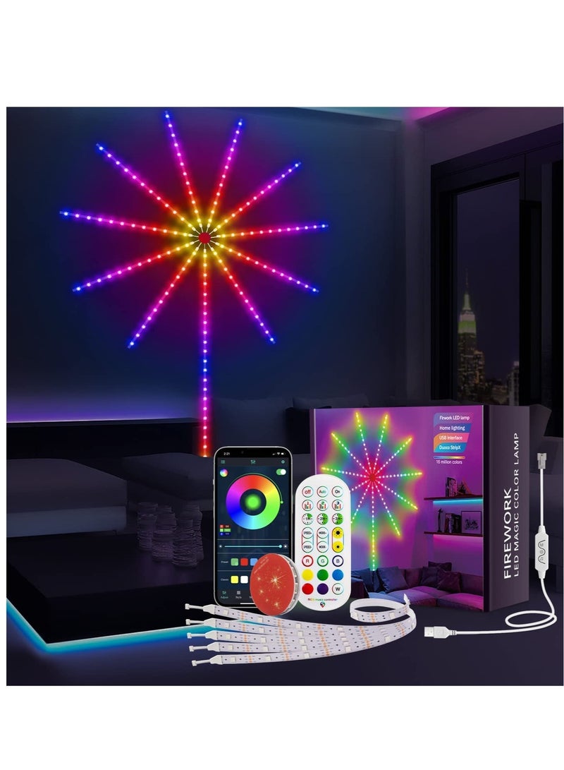 ELTRAZONE Smart Firework Led Lights USB Powered Room Decor, Color Changing Fireworks Led Lights for Bedroom with Launch Burst Effect, RGB Led Strip Lights with Remote App Control for - Image 2