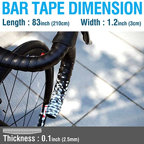 MARQUE Pro Bike Handlebar Tape – Road Cycling Bicycle Handle Bar Wrap with Adhesive Backs, Comes with Pair of Bar End Plugs – 2 Rolls per Set (Fusion Black) - Image 4