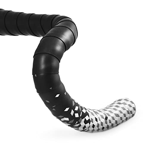 MARQUE Pro Bike Handlebar Tape – Road Cycling Bicycle Handle Bar Wrap with Adhesive Backs, Comes with Pair of Bar End Plugs – 2 Rolls per Set (Fusion Black) - Image 1