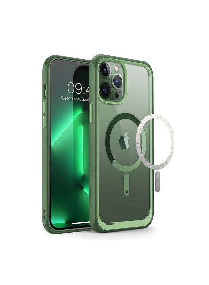 ACLIX Magnetic Case for iPhone 13 Pro Max Case, Compatible with MagSafe, Clear Soft TPU Shockproof Protective Phone Case | Dark Green