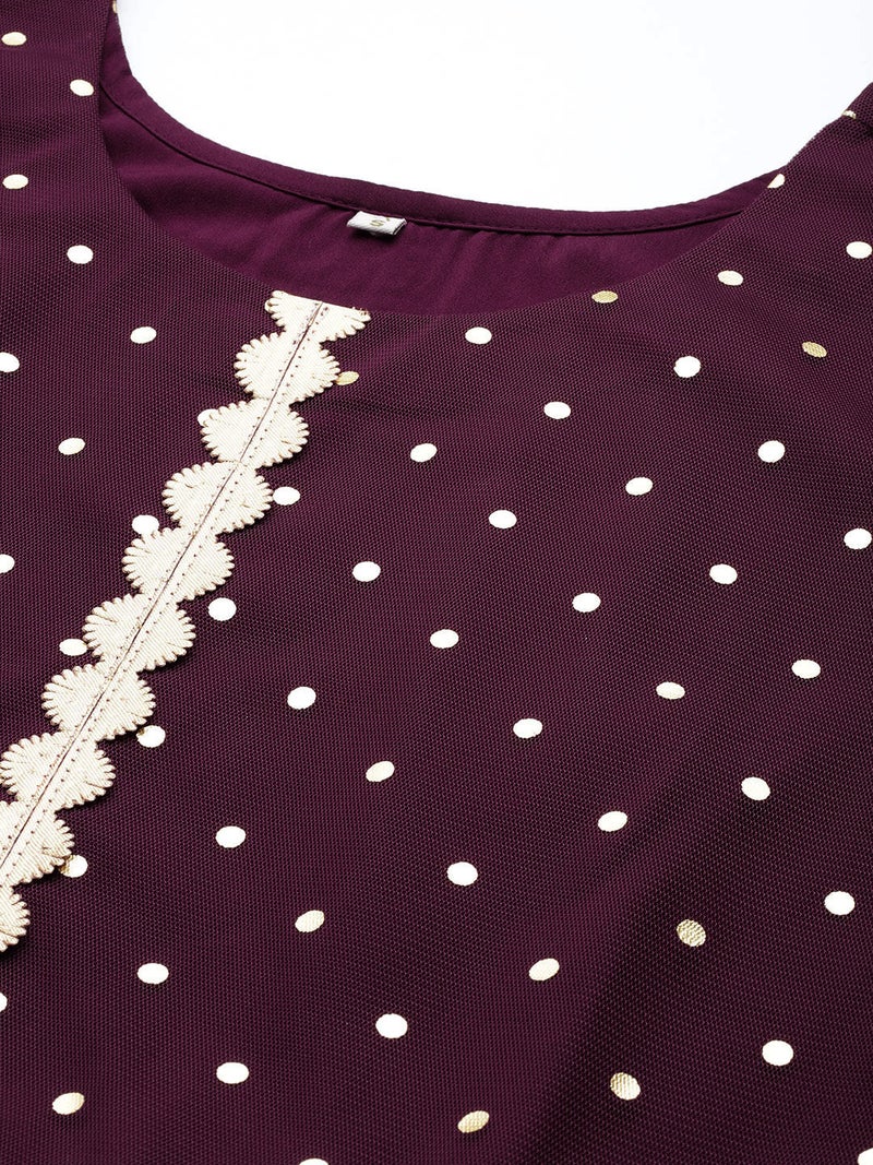 Ahalyaa Wine Ethnic Dress for Women - Image 2